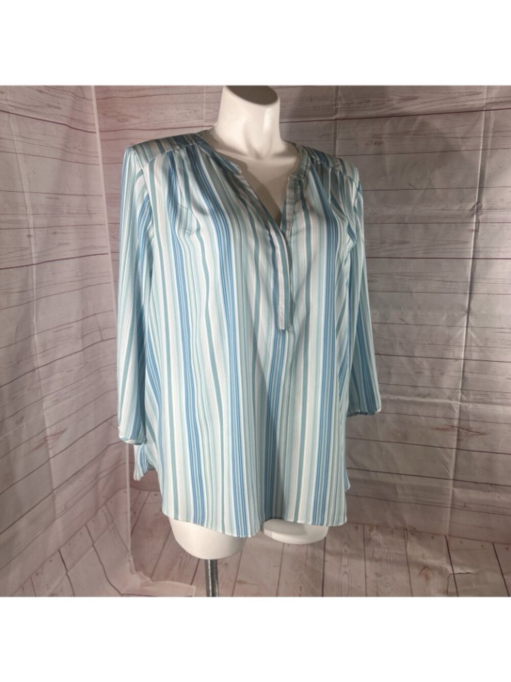 NYDJ Not Your Daughters Jeans Women’s Size 2X Pullover Tunic Top Blue Stripe - Picture 3 of 8